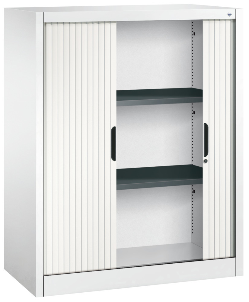 Armoire à rideaux Omnispace, type buffet, acier, 1000 x 420 x 1230 mm, blanche - 2