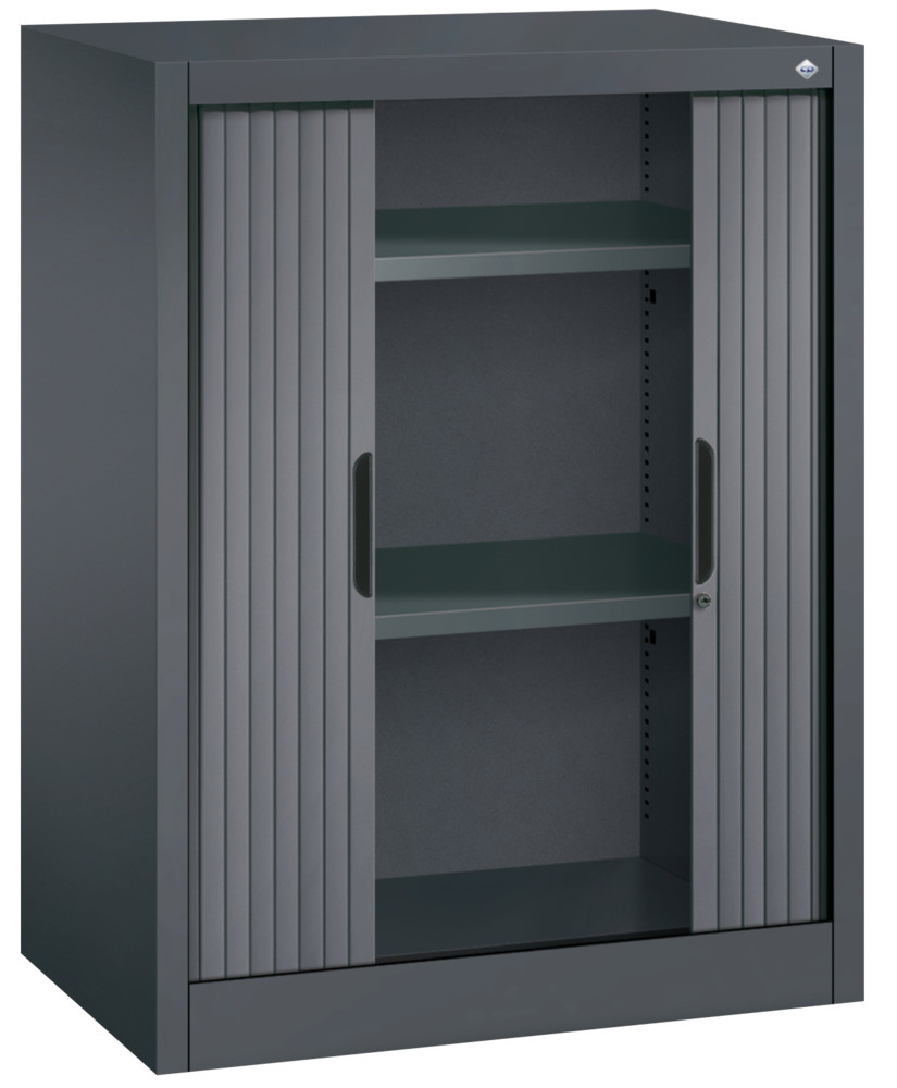 Armoire à rideaux Omnispace, type buffet, acier, 800 x 420 x 1030 mm, gris noir - 2