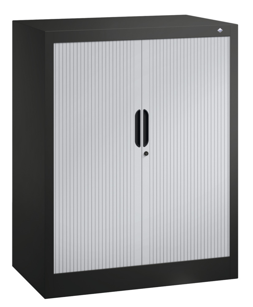 C+P roller shutter cabinet Omnispace, sideboard, 800 x 420 x 1030 mm, black grey/light grey - 1