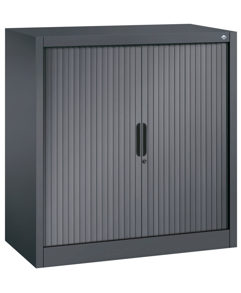 C+P roller shutter cabinet Omnispace, sideboard, 1000 x 420 x 1030 mm, black grey - 1