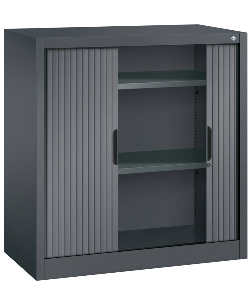 C+P roller shutter cabinet Omnispace, sideboard, 1000 x 420 x 1030 mm, black grey - 2