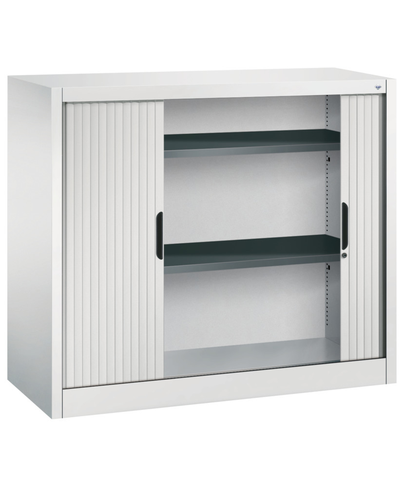 C+P roller shutter cabinet Omnispace, sideboard, 1200 x 420 x 1030 mm, light grey - 2