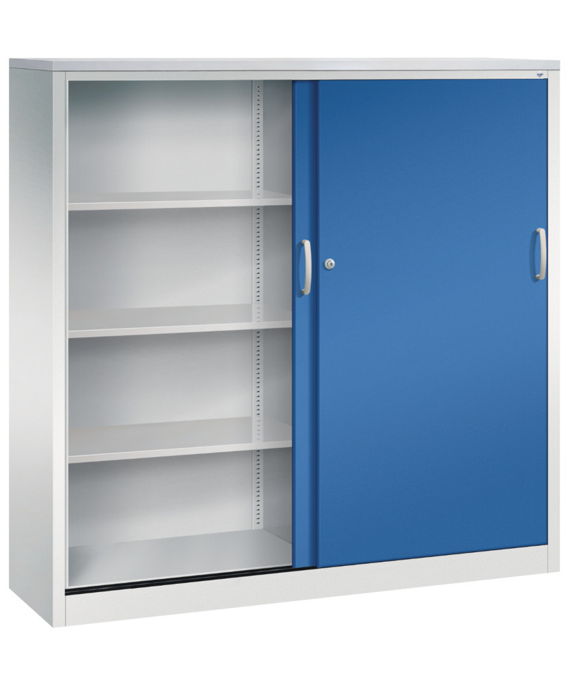 Armario auxiliar de puertas correderas C+P Acurado, 1600 x 400 x 1600 mm, gris claro/azul - 2