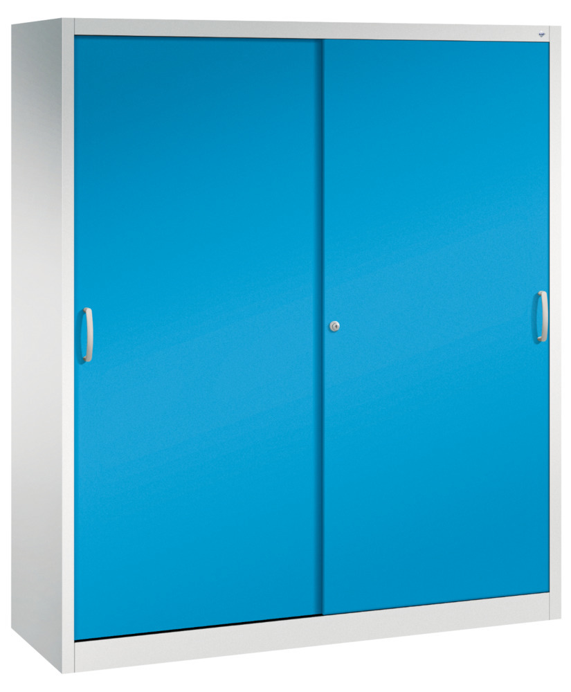 Szafa C+P Acurado z drzwiami przesuwnymi, 1600 x 500 x 1950 mm, jasnoszara / jasnoniebieska - 1