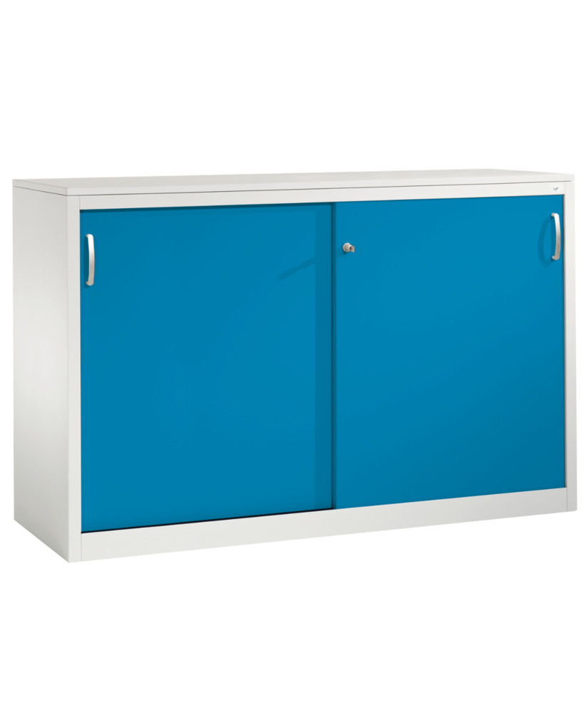 Kancelářská skříňka s posuvnými dveřmi C+P Acurado, sideboard, 1600 x 500 x 1000 mm, sv. šedo-modrá - 1