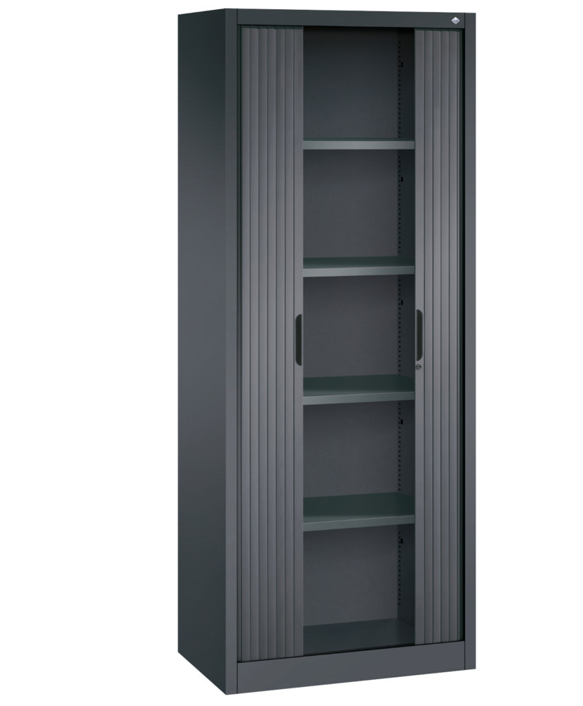 C+P roller shutter cabinet Omnispace, 800 x 420 x 1980 mm, black grey - 2