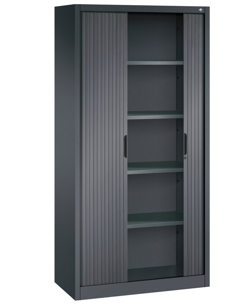 C+P roller shutter cabinet Omnispace, 1000 x 420 x 1980 mm, black grey - 2