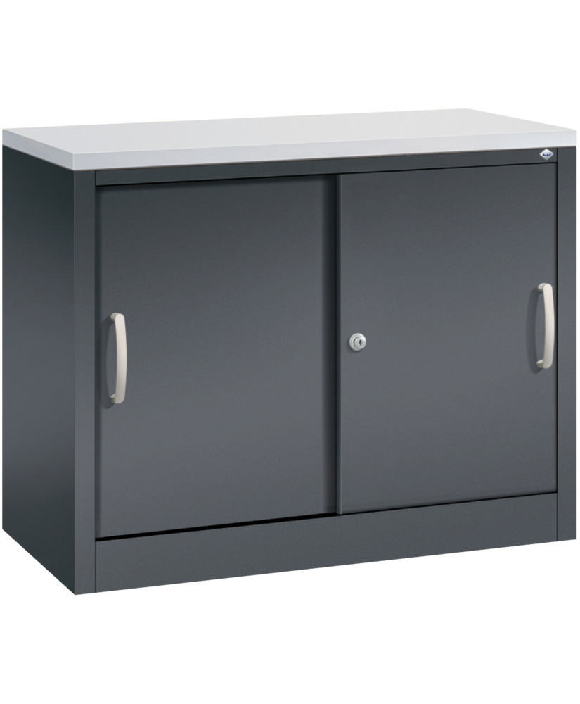 C+P sliding door cabinet Acurado, sideboard, 1000 x 400 x 720 mm, black grey - 1