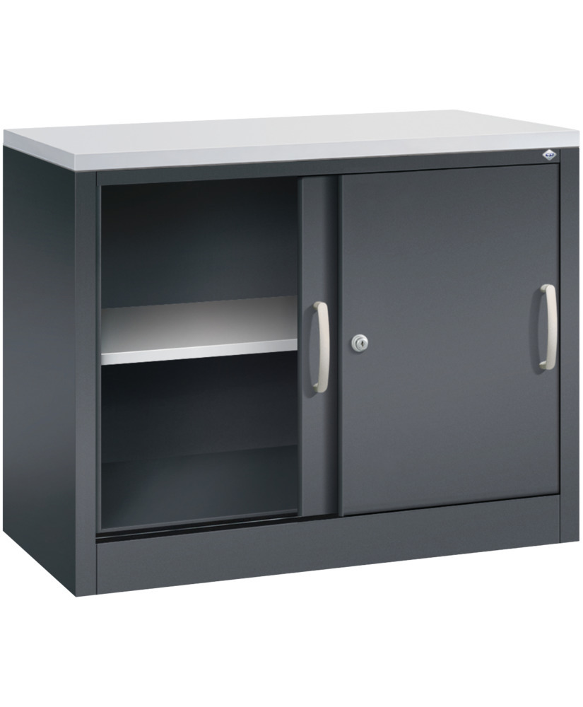 C+P sliding door cabinet Acurado, sideboard, 1000 x 400 x 720 mm, black grey - 2