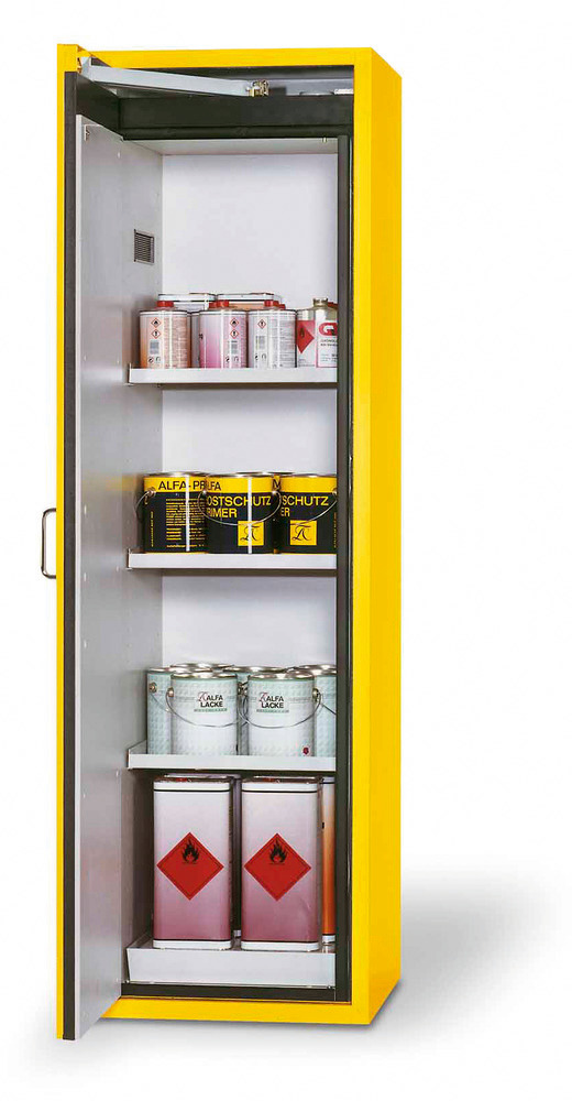 Armoire de sécurité incendie S90.196.60-L jaune avec planches de collecte et plateau de collecte - 1