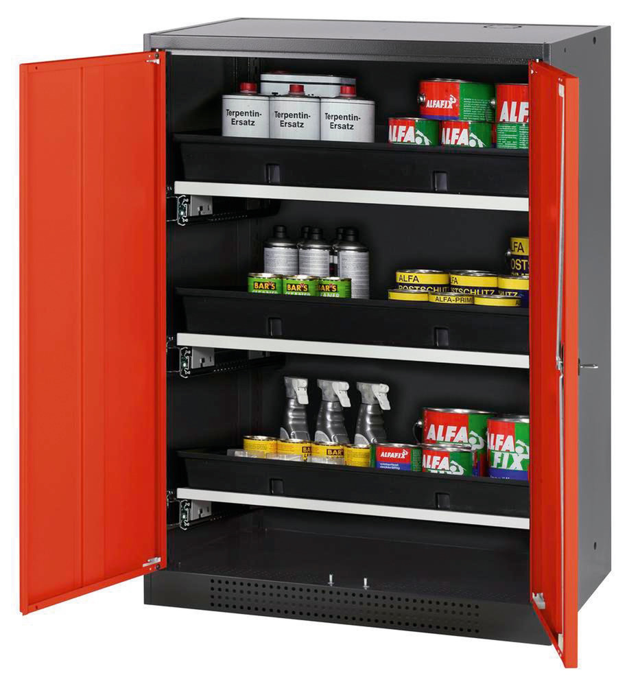 Armoire à produits chimiques CS-83, rouge avec 3 tiroirs - 1