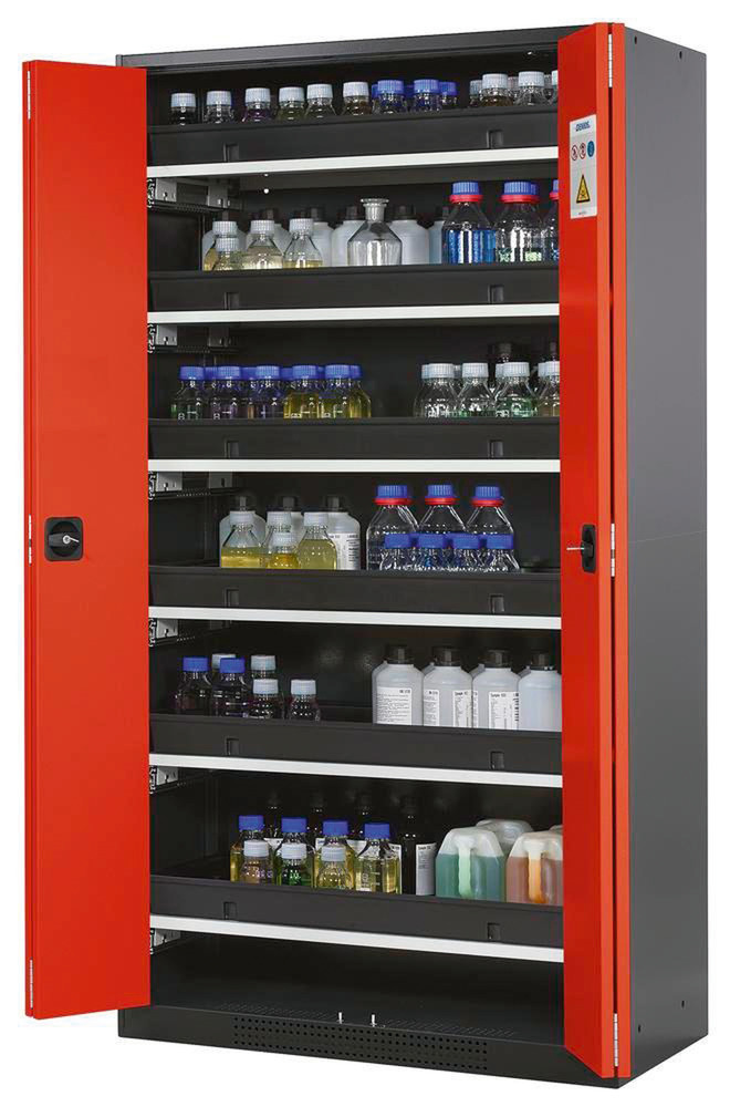 Armoire à produits chimiques CS-106-F, rouge avec 6 tiroirs - 1