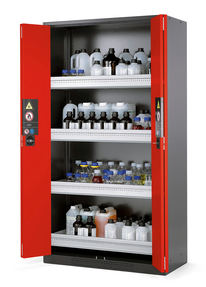 Armoire à produits chimiques CS-104-F, rouge avec 4 tiroirs - 1