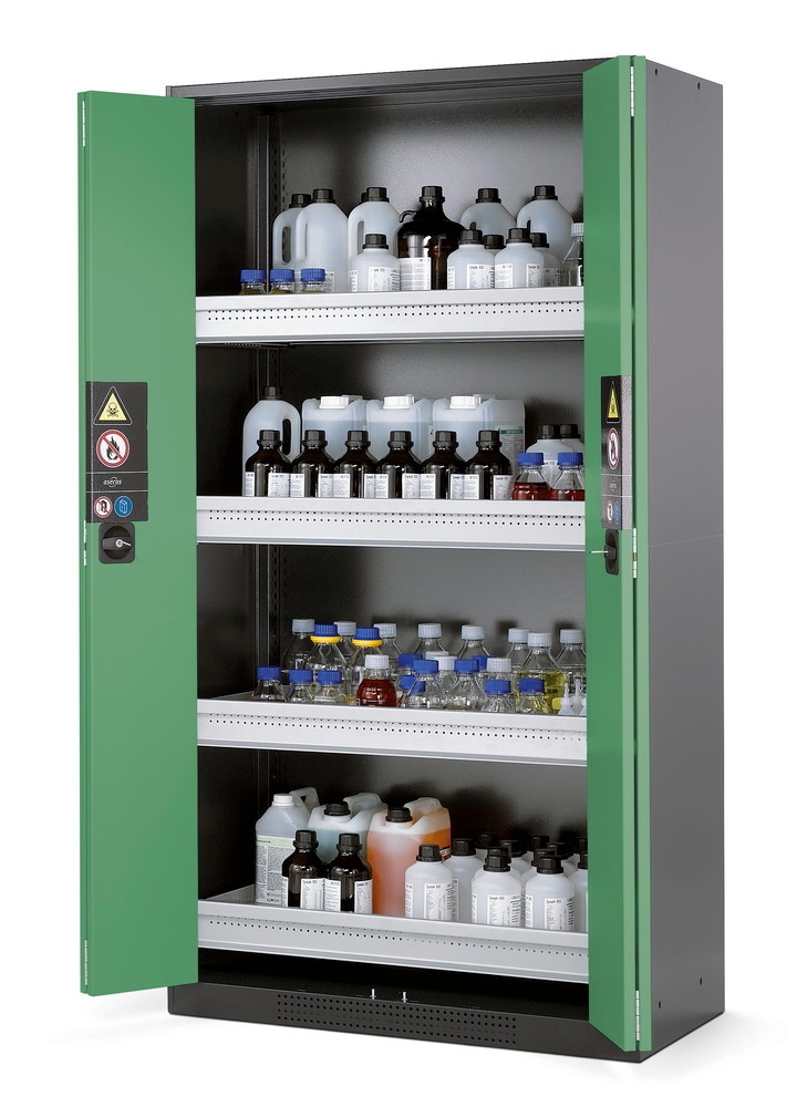 Armoire à produits chimiques CS-104-F, verte avec 4 tiroirs - 1