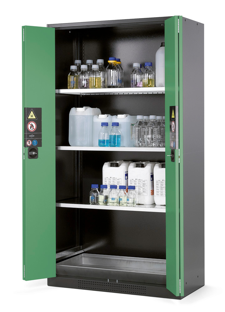 Armoire à produits chimiques CS-103-F, verte avec étagères - 1