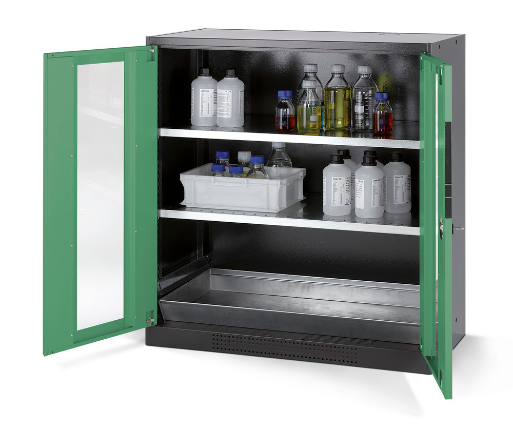 Armoire à produits chimiques CS-102-A, verte avec étagères - 1