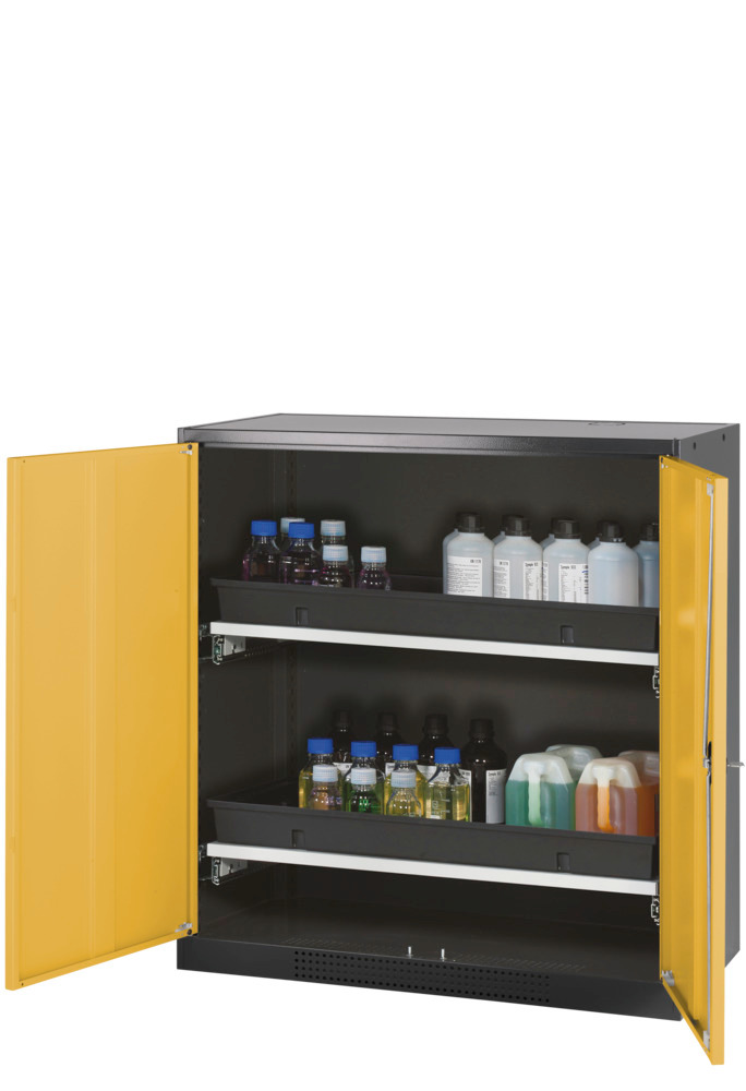 Armoire pour produits chimiques CS.110.105 avec 2x SP avec bac de récupération en PP, jaune - 1