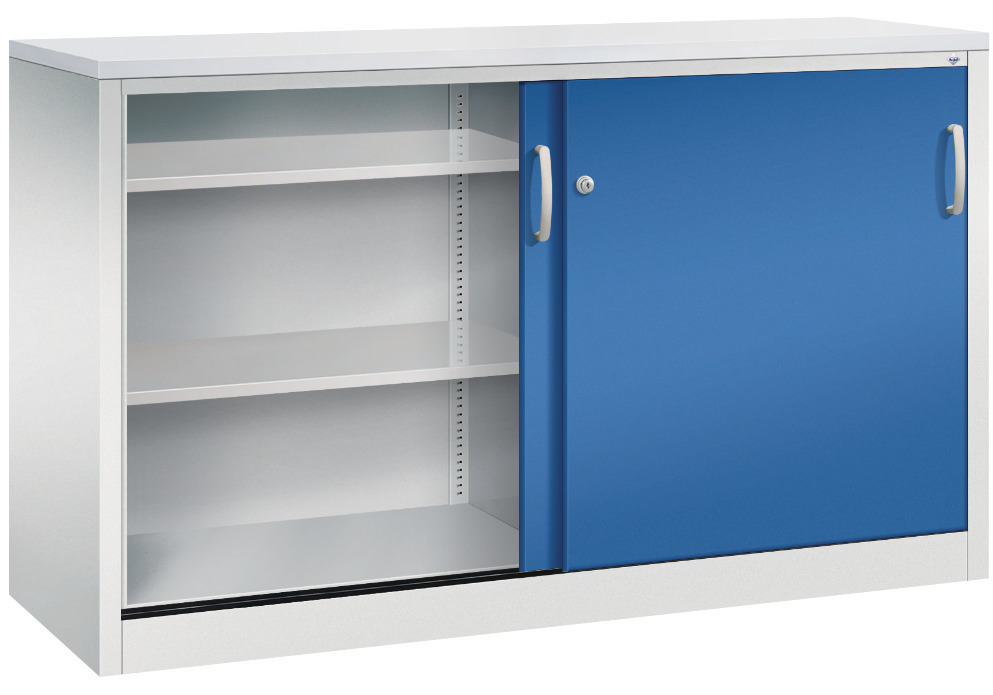 Kancelářská skříňka s posuvnými dveřmi C+P Acurado, sideboard, 1600 x 500 x 1000 mm, šedo-modrá - 2