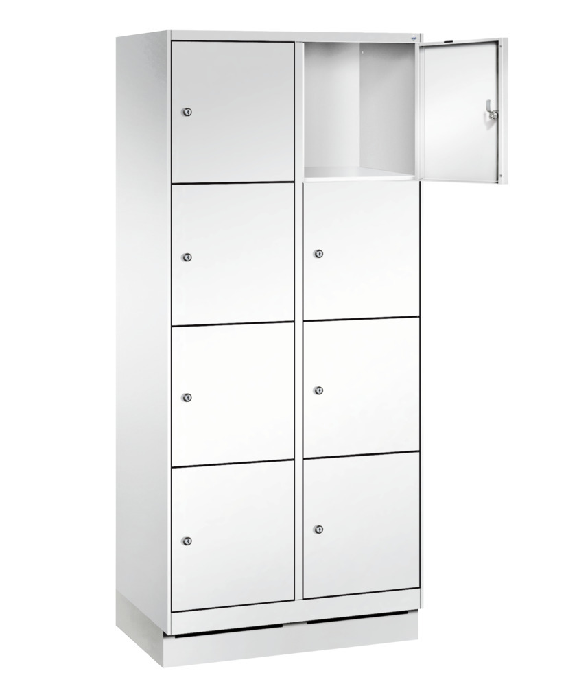 Armoire à casiers Cabo-Plus, 2 compartiments avec 4 casiers, 800 x 500 x 1800 mm, blanc, socle - 1