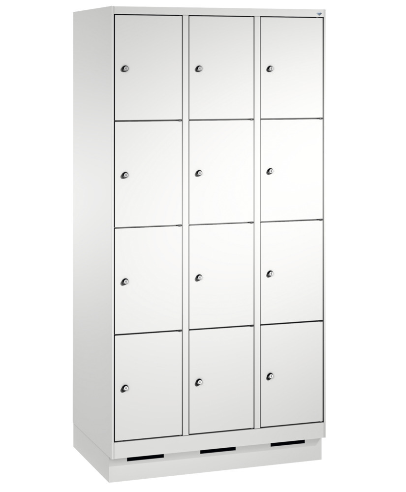 Armoire à casiers Cabo-Plus, 3 compartiments avec 4 casiers, 900 x 500 x 1800 mm, gris clair, socle - 2