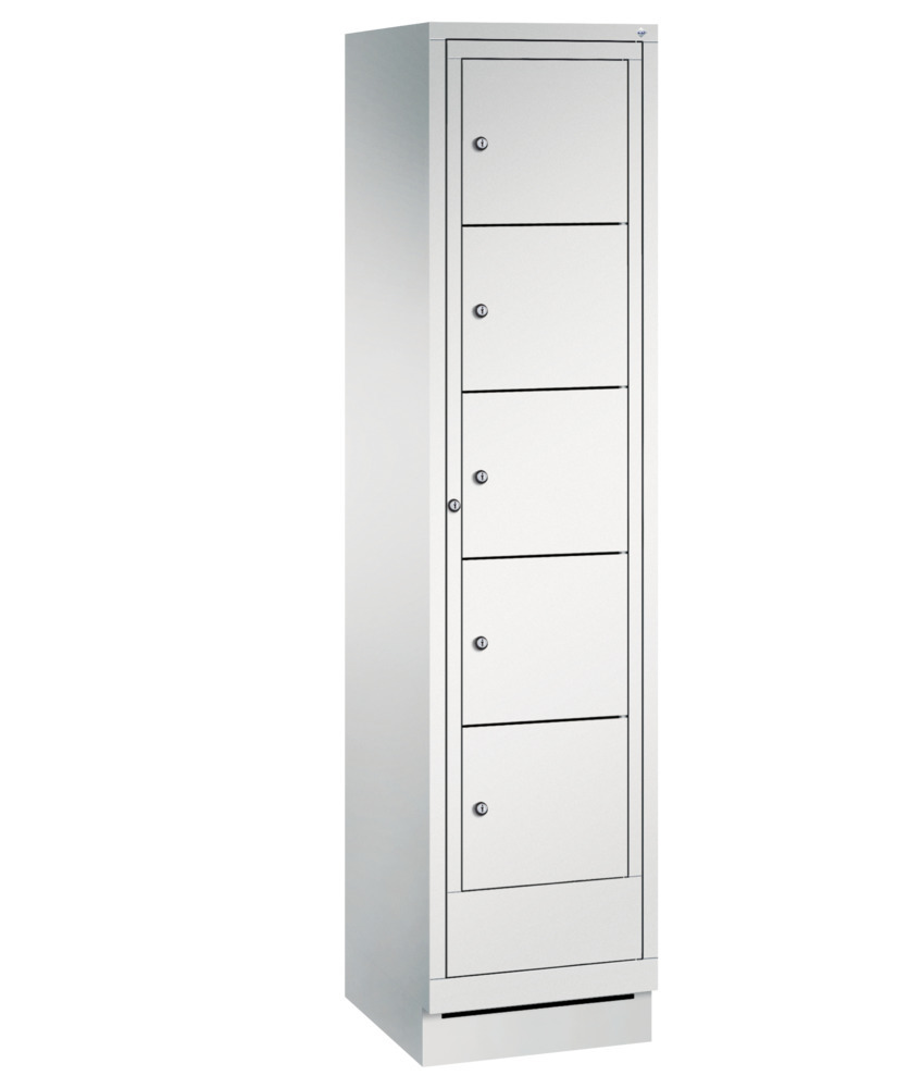 Armoire à linge Cabo-Plus, 1 compartiment, 5 étagères, 420 x 500 x 1800 mm, gris clair, socle - 2