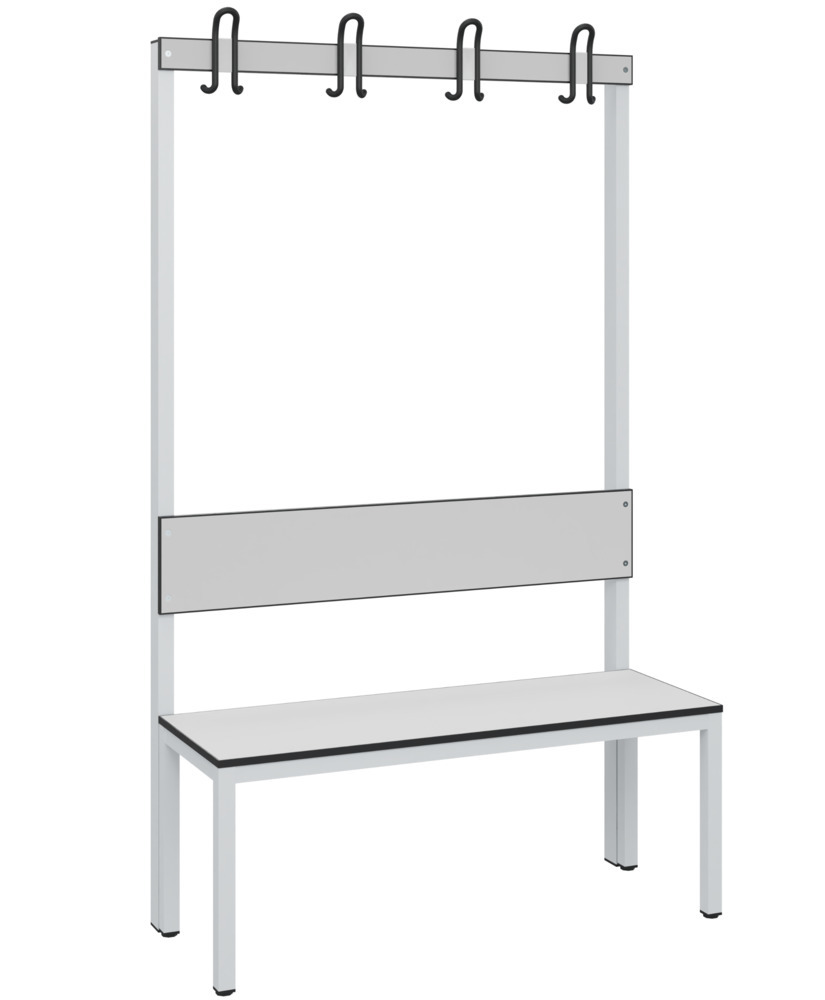 Panchina Basic per spogliatoio, schienale, superficie di seduta grigio chiaro, L 1000 mm - 1