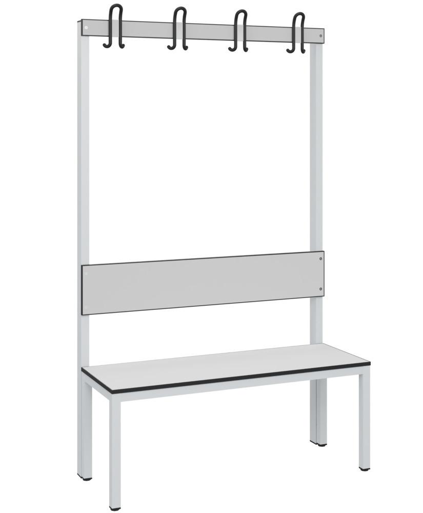 Banc de vestiaire Basic, dossier, assise gris clair, L 1000 mm - 1