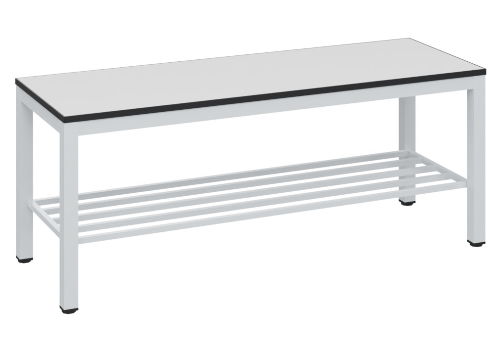 Panchina Basic per spogliatoio, indip., sup. di seduta in grigio chiaro, L 1000 mm, con porta scarpe - 1