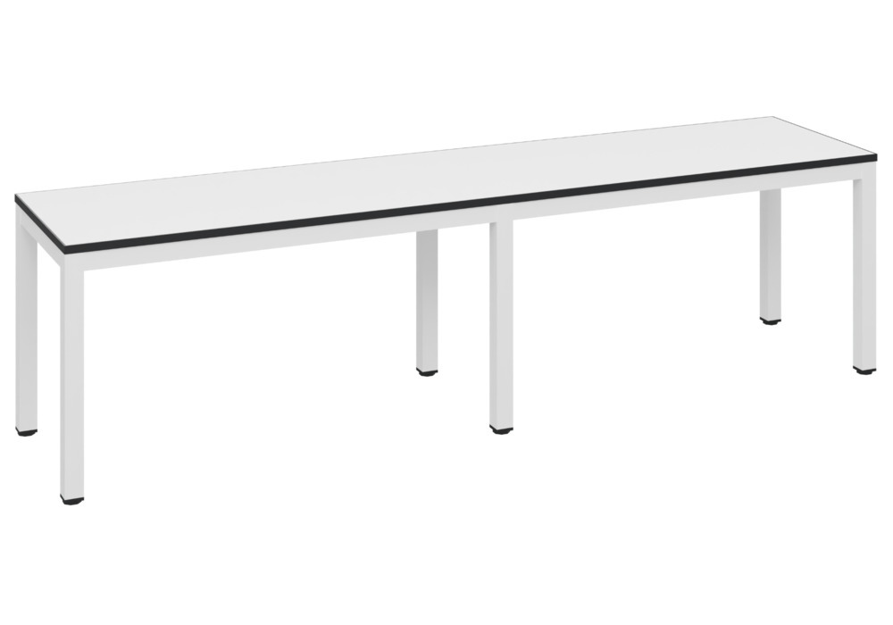 Panchina Basic per spogliatoio, indipendente, superficie di seduta in bianco traffico, L 1500 mm - 1