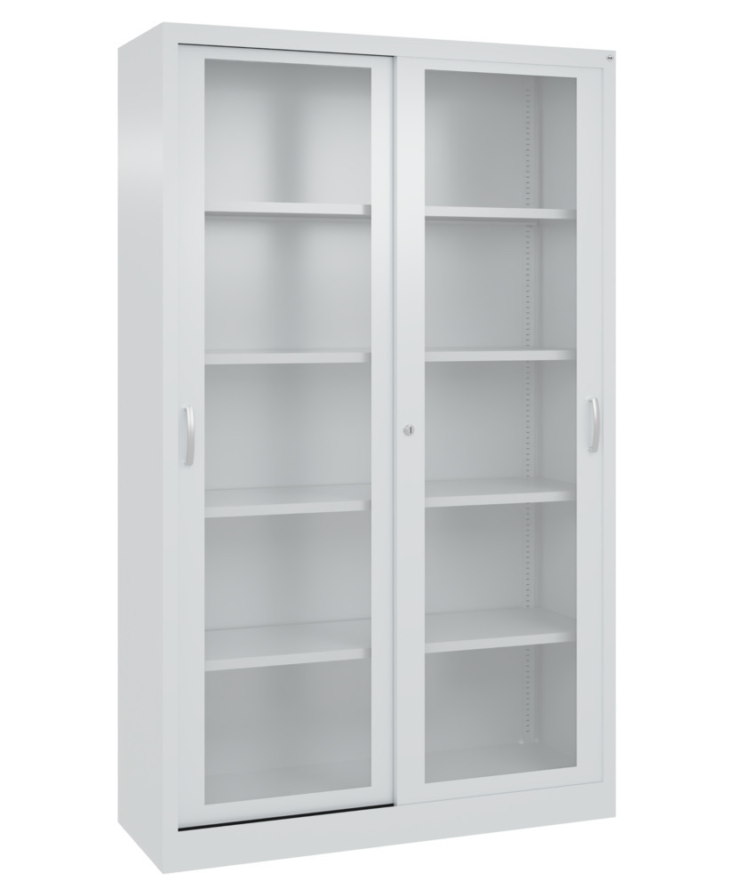 Armoire à portes coulissantes Acurado, avec étagères, 1200 x 400 x 1950 mm, gris clair - 2