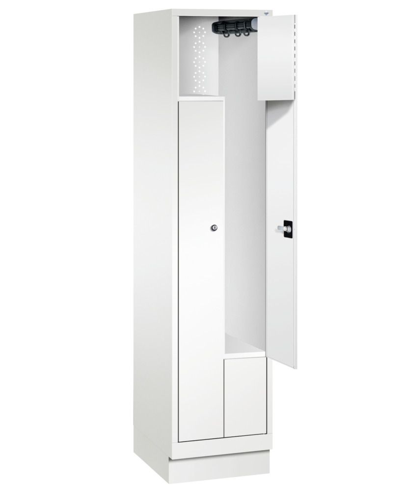 Cabo garderobeskab, med Z-døre, 1 fag til 2 personer, 420 x 510 x 1820 mm, hvid - 1