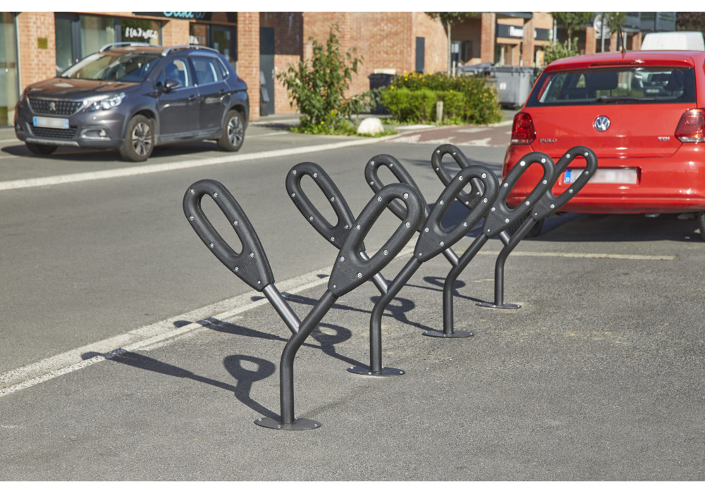 Fahrradständer mit gummierten Ringen, für 2 Räder, Breite 950 mm - 3