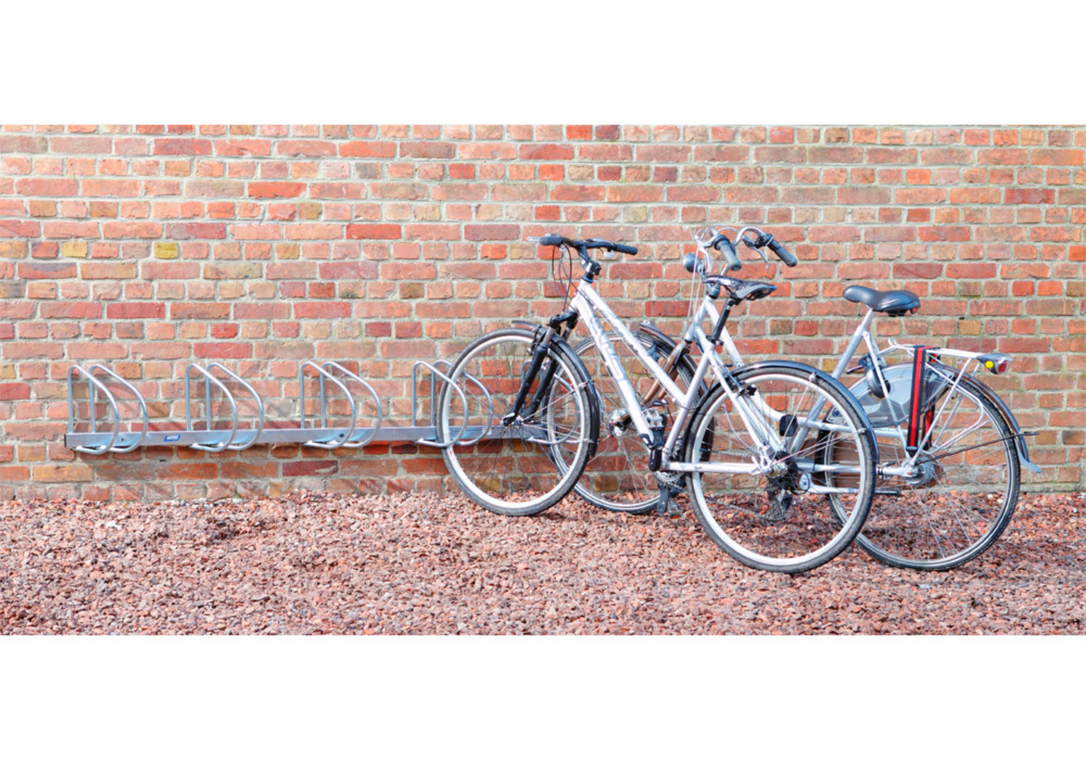 Fahrradständer für 5 Fahrräder, zur Wandmontage, 45° Einstellwinkel, Breite 2120 mm - 3