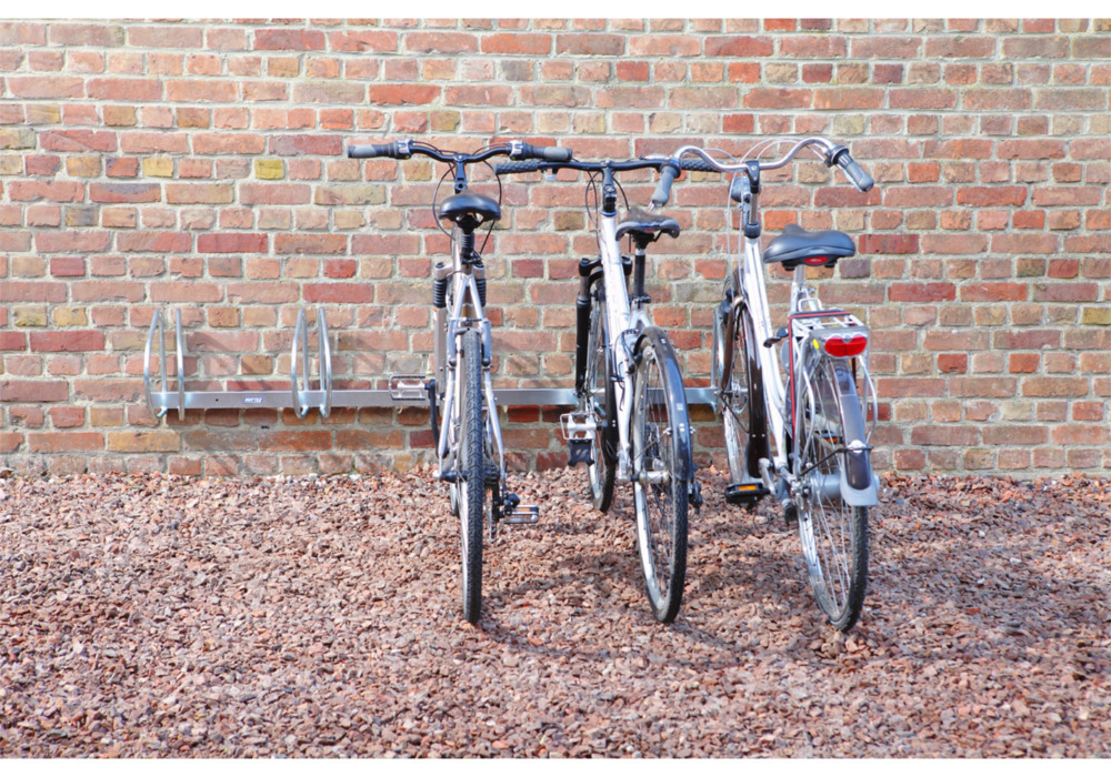 Fahrradständer für 5 Fahrräder, zur Wandmontage, 90° Einstellwinkel, Breite 1930 mm - 2