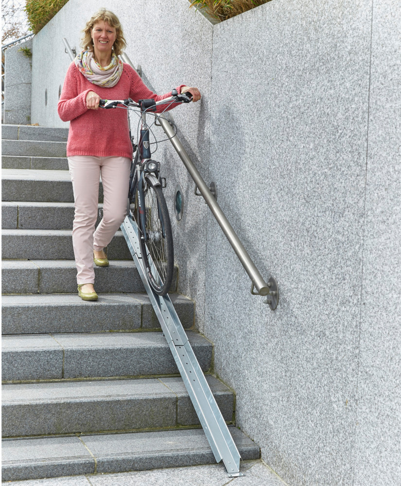 Fahrradrampe aus Stahl, für Treppen, zum Auf- oder Abstieg - 6