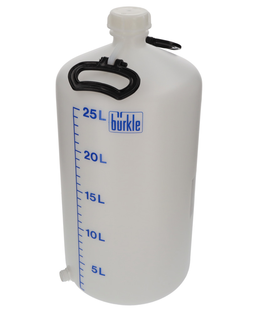 Leveäsuiset pullot HDPE-muovia, kaksi kantokahvaa ja kierrekorkki, 25 litraa, hanaliitännällä - 5