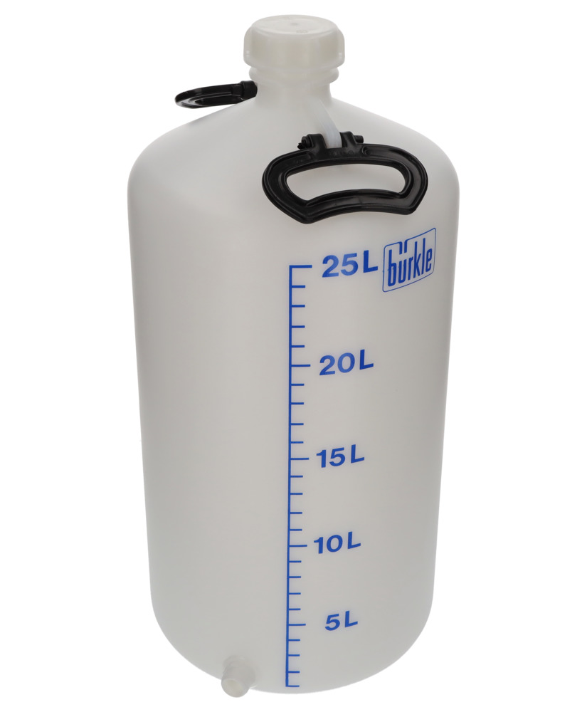Leveäsuiset pullot HDPE-muovia, kaksi kantokahvaa ja kierrekorkki, 25 litraa, hanaliitännällä - 6