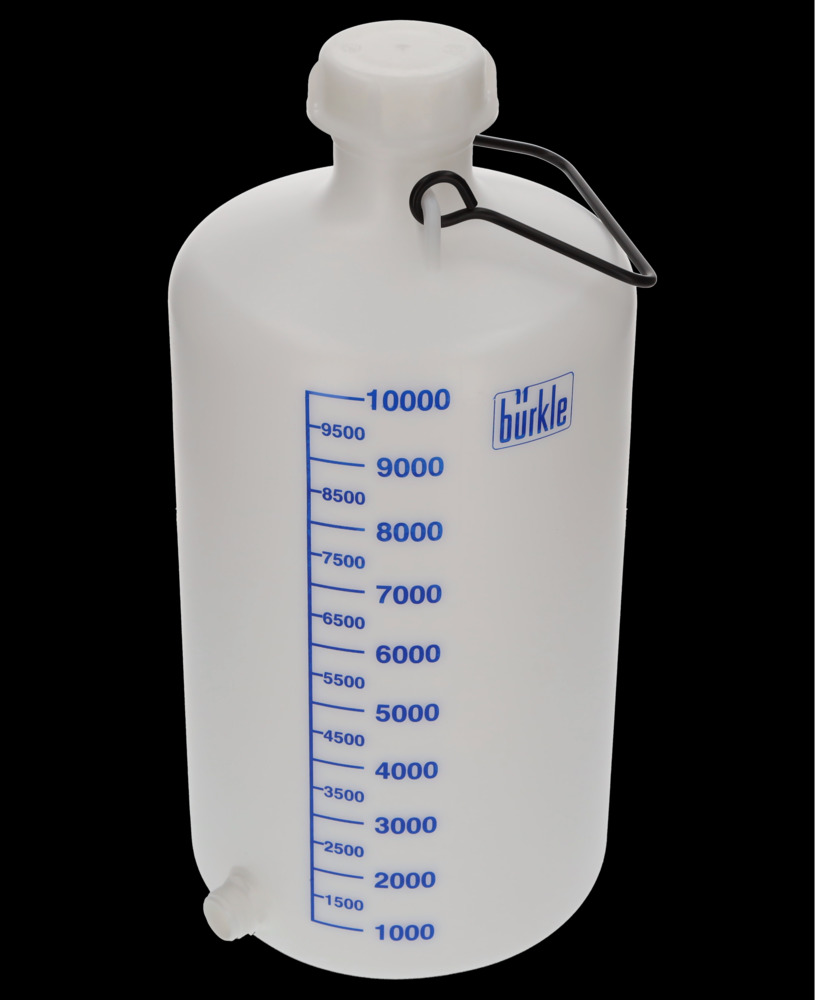 Leveäsuiset pullot HDPE-muovia, kantokahva ja kierrekorkki, 10 litraa, hanaliitännällä - 6