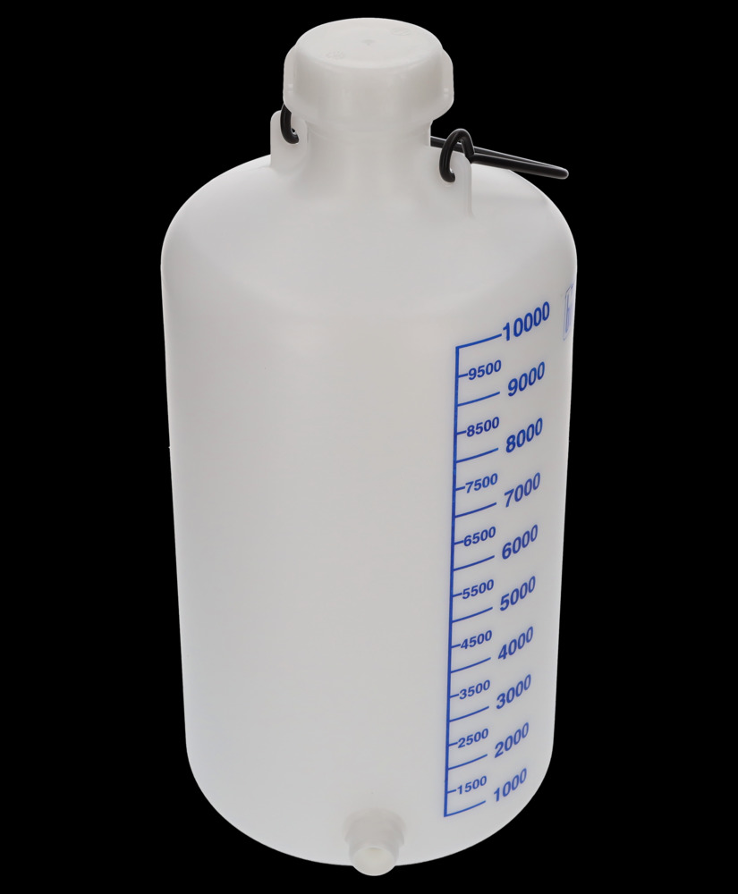 Leveäsuiset pullot HDPE-muovia, kantokahva ja kierrekorkki, 10 litraa, hanaliitännällä - 5