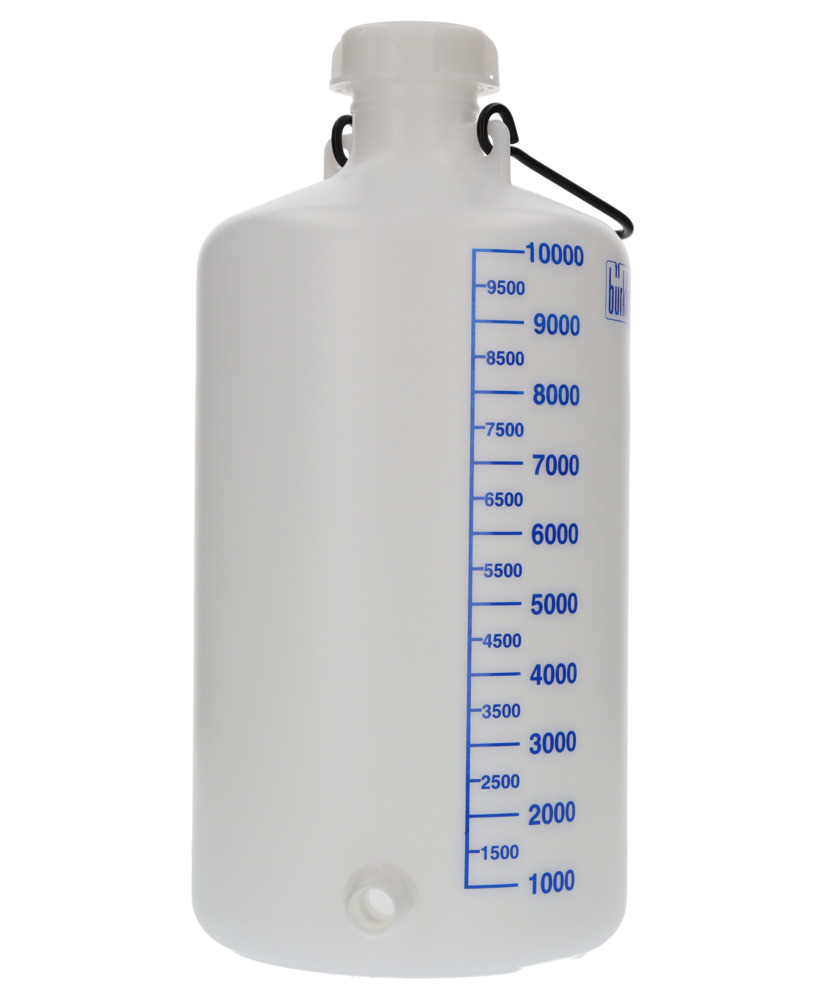 Flessen met brede hals van HDPE, met een draaggreep en schroefdop, 10 liter, w. schroefdraadhals - 1