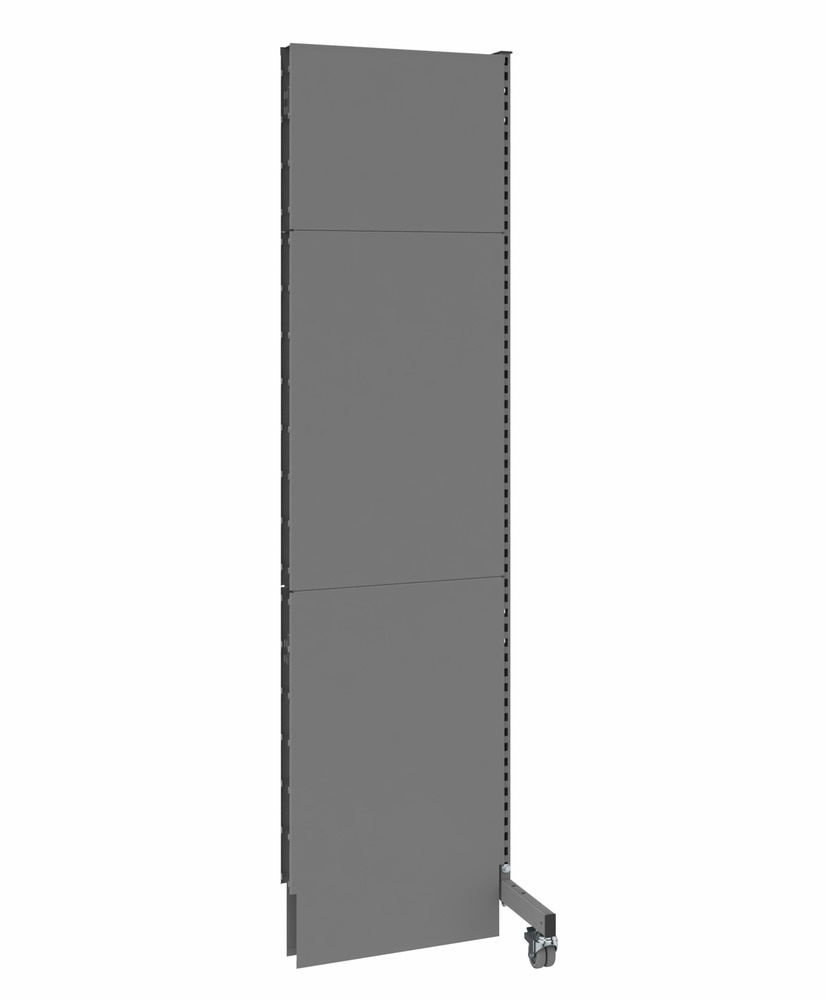 Mobile Akustik Trennwand, Anbaufeld, B 625, H 2500 mm, Akustik-Lochblech zweiseitig, grau - 1