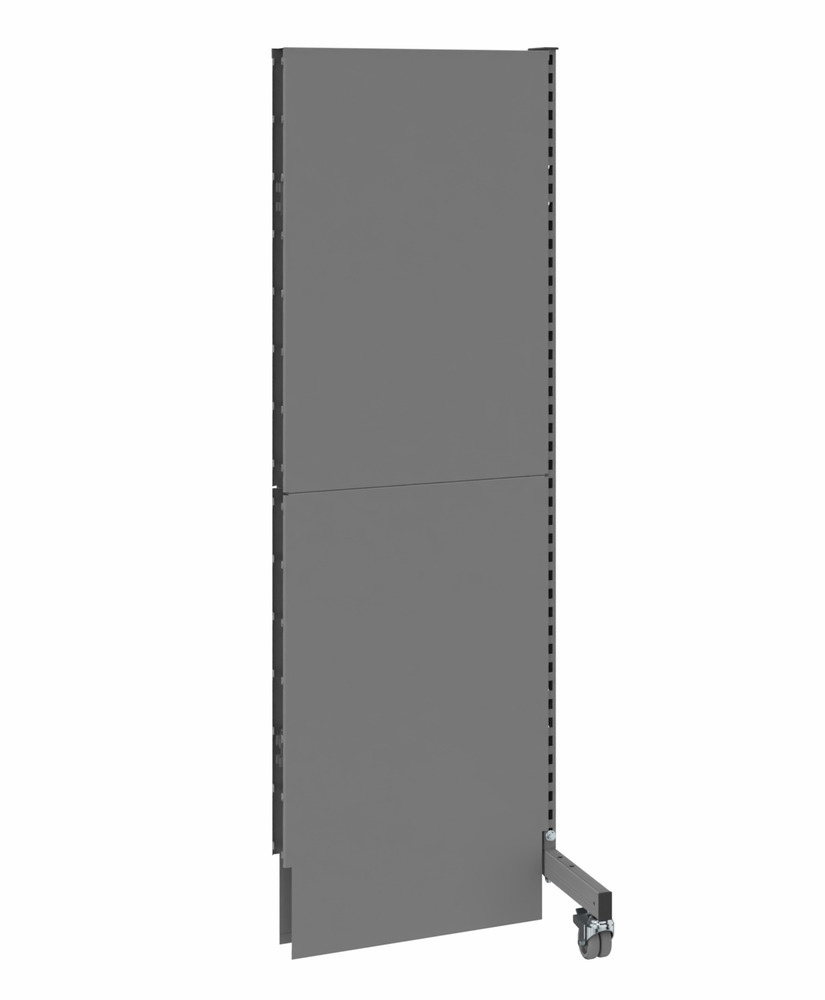 Mobile Akustik Trennwand, Anbaufeld, B 625, H 2000 mm, Akustik-Lochblech zweiseitig, grau - 1