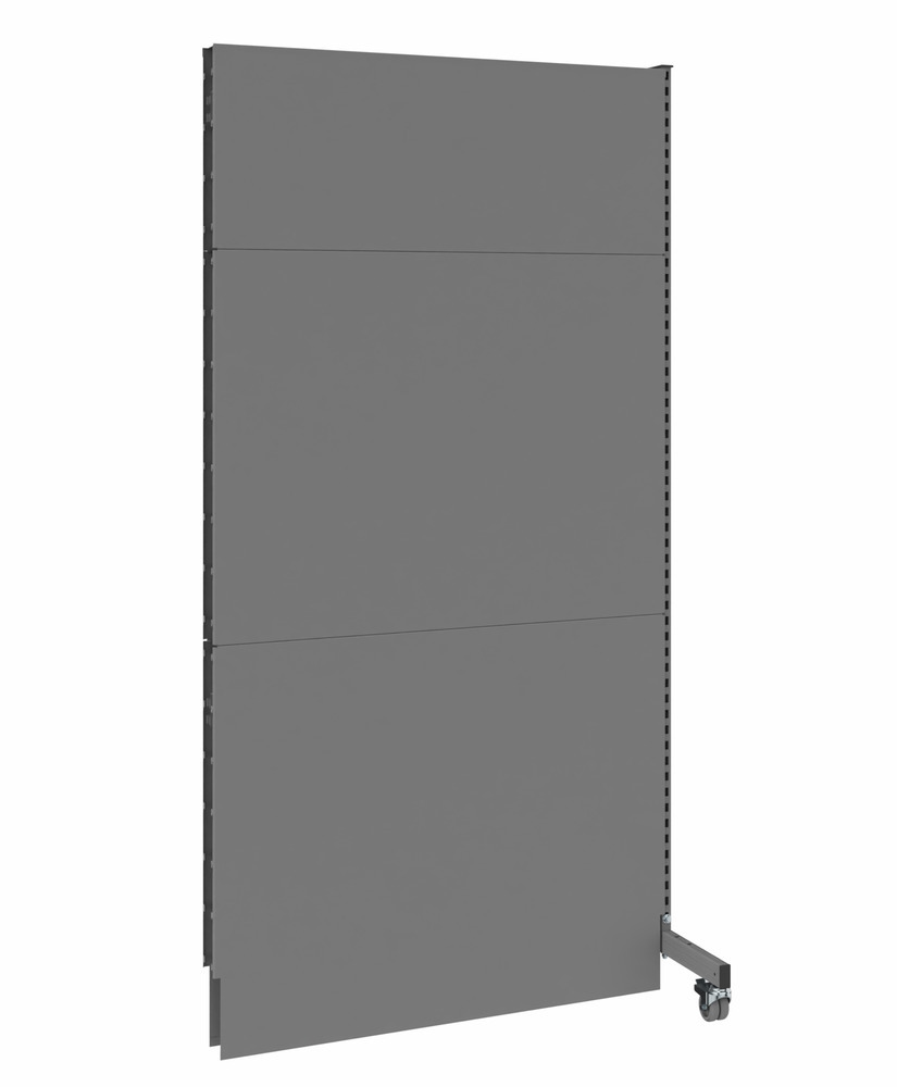 Mobile Akustik Trennwand, Anbaufeld, B 1250, H 2500 mm, Akustik-Lochblech einseitig, grau - 1