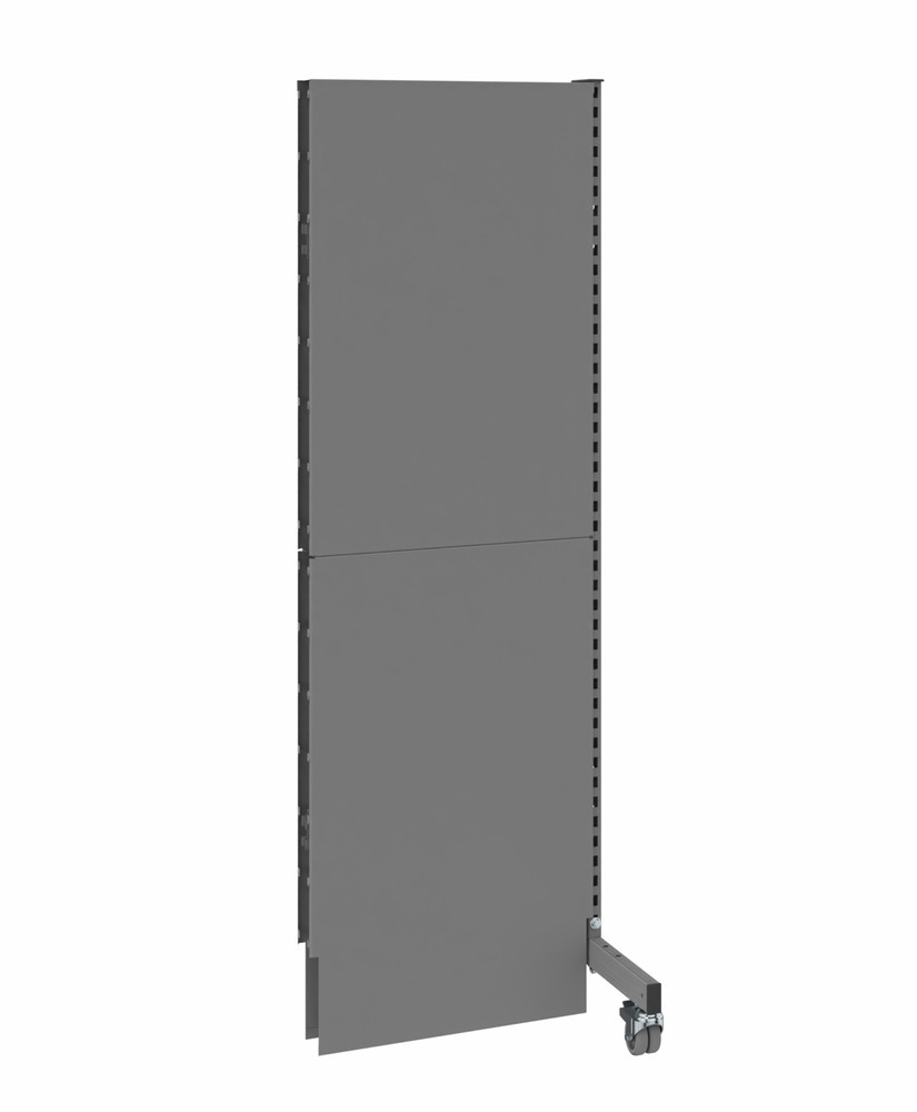 Mobile Akustik Trennwand, Anbaufeld, B 625, H 2000 mm, Akustik-Lochblech einseitig, grau - 1