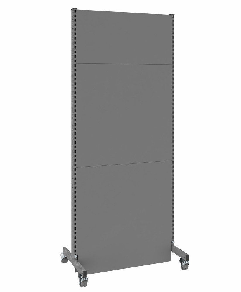 Mobile Akustik Trennwand, Grundfeld, B 1000, H 2500 mm, Akustik-Lochblech zweiseitig, grau - 1