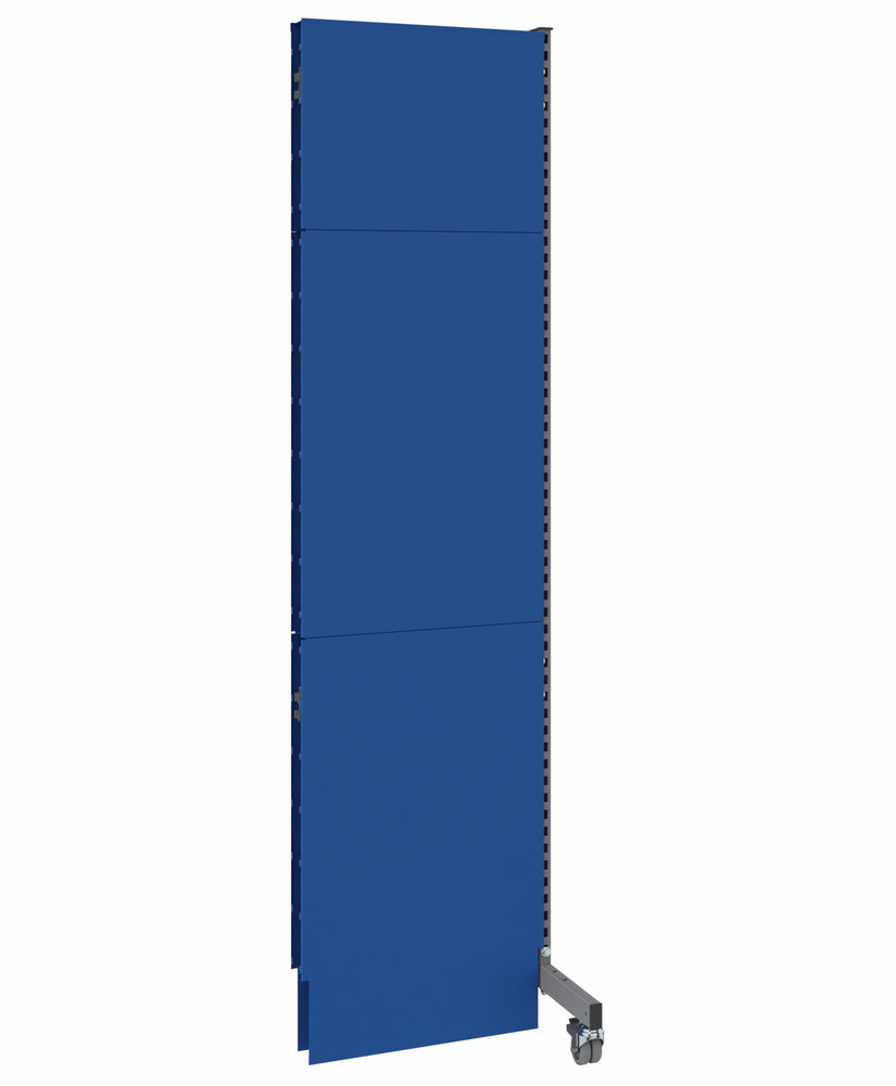 Mobile Akustik Trennwand, Anbaufeld, B 625, H 2500 mm, Akustik-Lochblech zweiseitig, grau/blau - 1