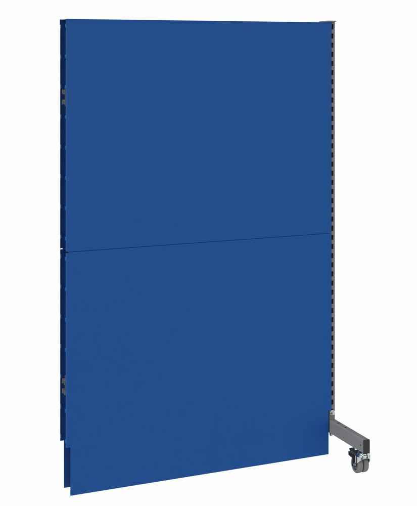 Mobile Akustik Trennwand, Anbaufeld, B 1250, H 2000 mm, Akustik-Lochblech zweiseitig, grau/blau - 1