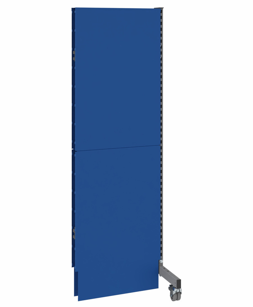 Mobile Akustik Trennwand, Anbaufeld, B 625, H 2000 mm, Akustik-Lochblech zweiseitig, grau/blau - 1