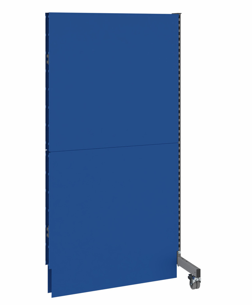 Mobile Akustik Trennwand, Anbaufeld, B 1000, H 2000 mm, Akustik-Lochblech einseitig, grau/blau - 1
