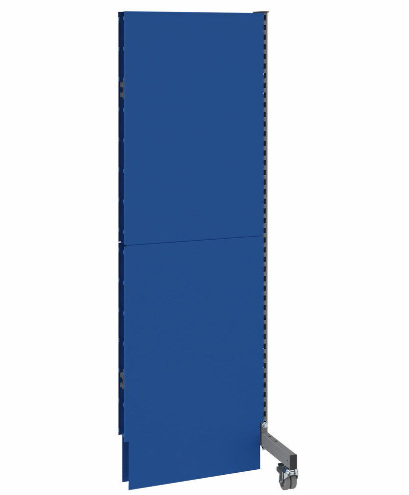 Mobile Akustik Trennwand, Anbaufeld, B 625, H 2000 mm, Akustik-Lochblech einseitig, grau/blau - 1
